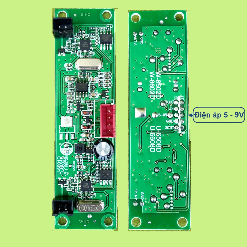 Micro không dây đôi UHF cho mạch loa kéo - SET tần số - thân nhôm, micro cho loa kéo
