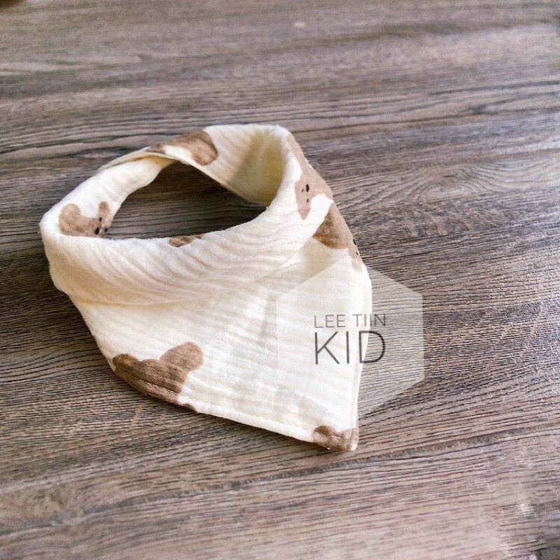 Yếm tam giác xô muslin 4 lơp hình gấu, thỏ siêu xinh cho bé trai, bé gái