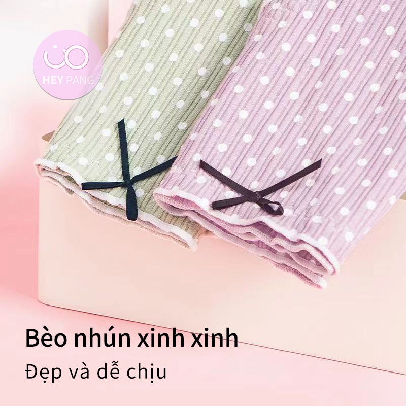 Quần lót nữ cotton chấm bi viền bèo nhún  HEYPANG phối ren nơ ngọt ngào chất liệu cao cấp co dãn VN038