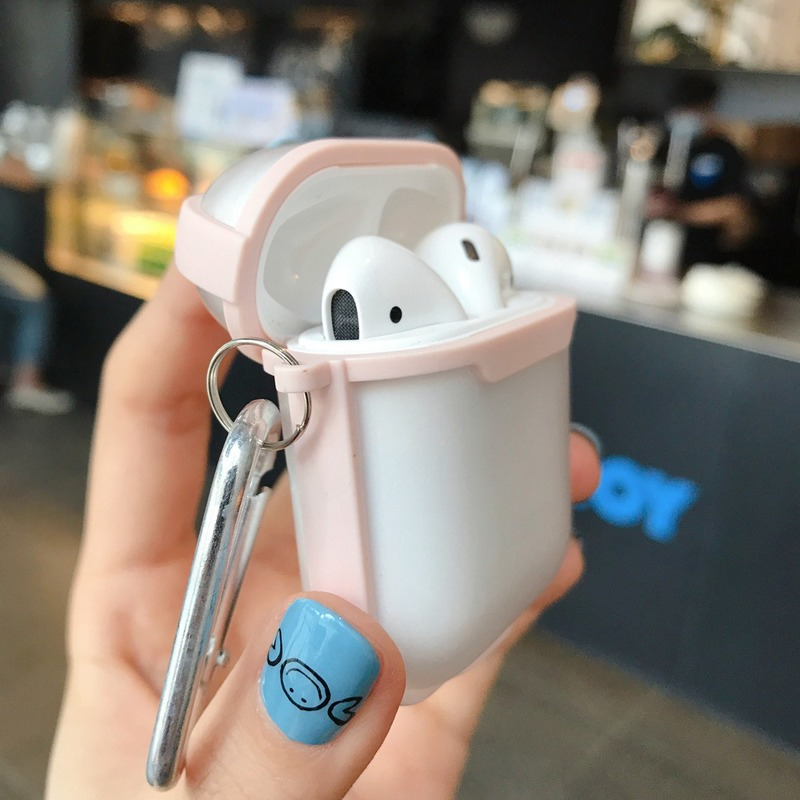 Vỏ Đựng Bảo Vệ Hộp Sạc Tai Nghe Airpods 1 / 2 Chống Sốc Kèm Móc Khóa