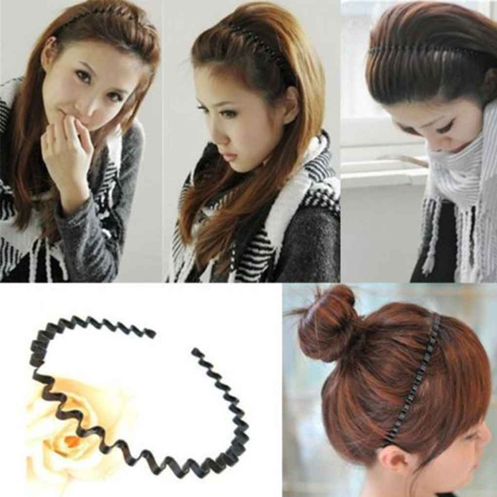 Cài tóc màu đen gợn sóng để rửa mặt thời trang thể thao