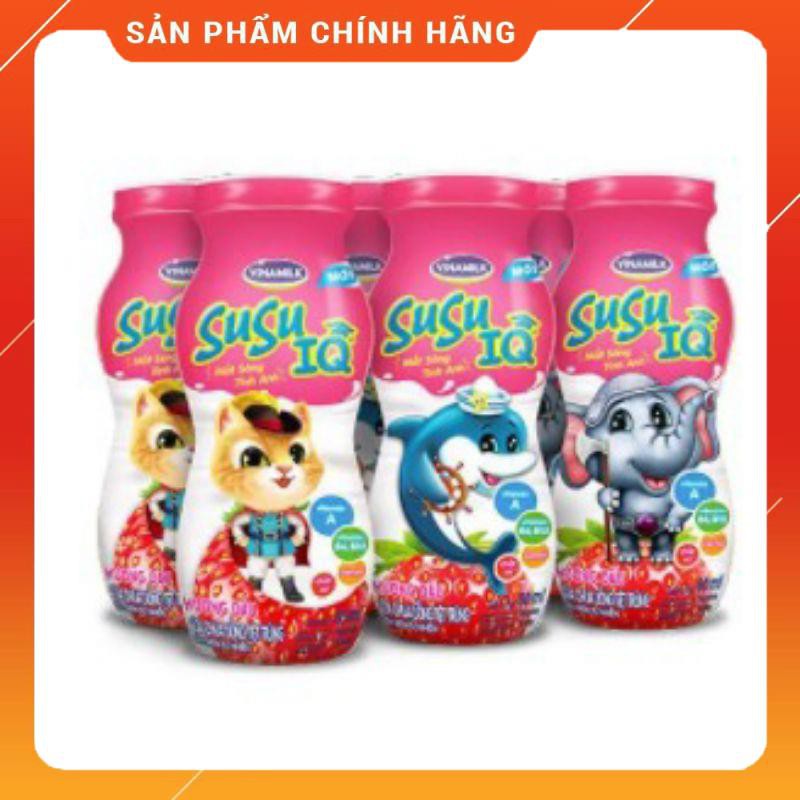 Sữa chua uống Susu IQ hương Dâu - Vinamilk lốc 6 chai x90ml