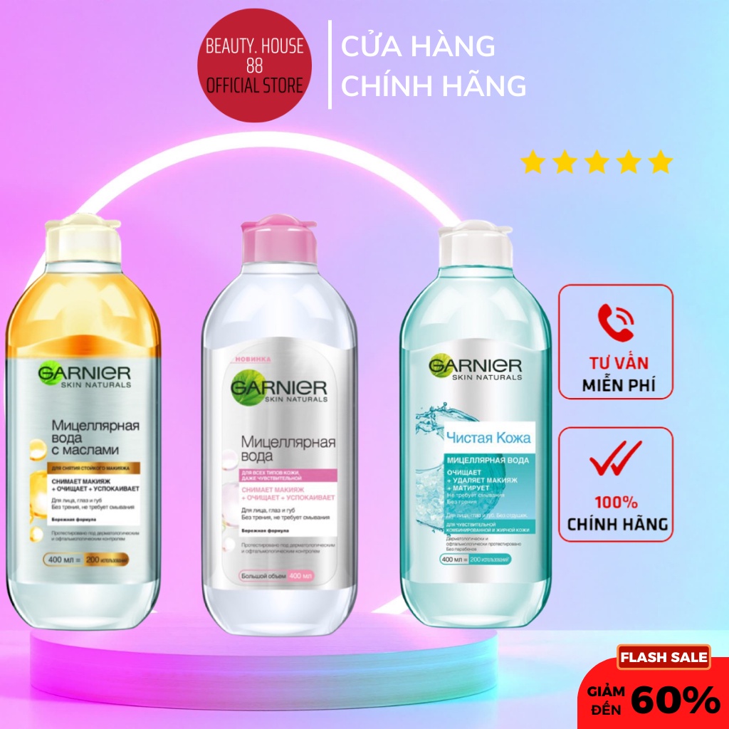Nước tẩy trang Garnier Nga 400ml Chính Hãng