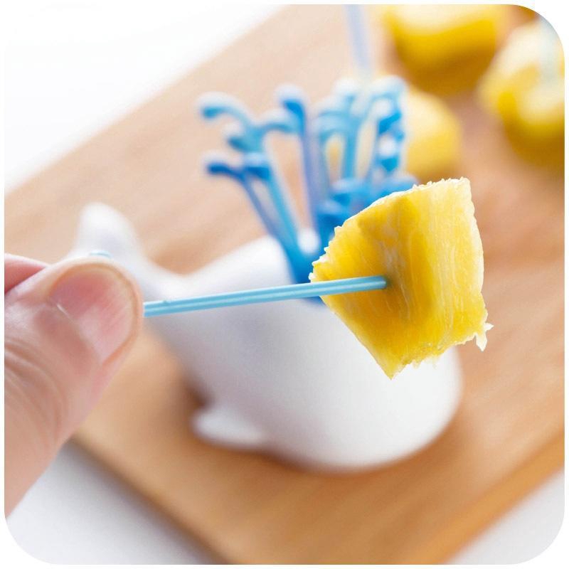 Bộ 16 Nĩa Ăn Trái Cây Hình Cá Voi Hoạt Hình Tái Sử Dụng Được