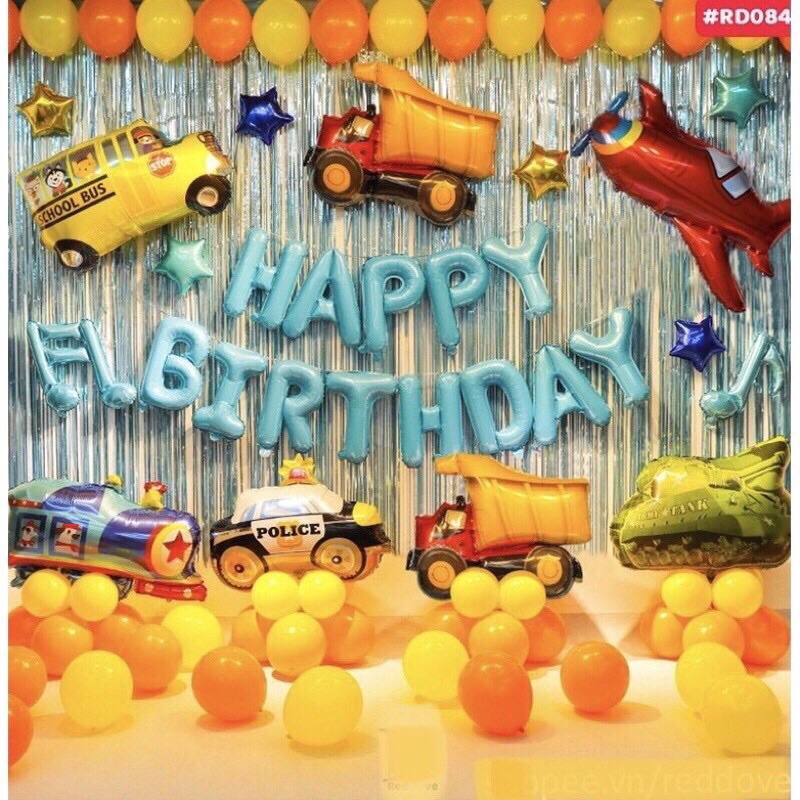 SET trang trí sinh nhật chủ đề xe ô tô, trang trí sinh nhật cho bé trai