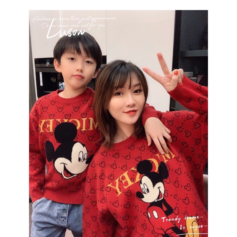 ANU14 - ÁO NỈ BÔNG MICKEY CHỮ VÀNG GIA ĐÌNH | BigBuy360 - bigbuy360.vn