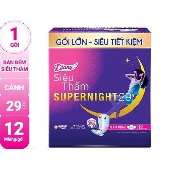 CHE TÊN SP -- BVS Diana Super Night 29cm, gói 12 miếng