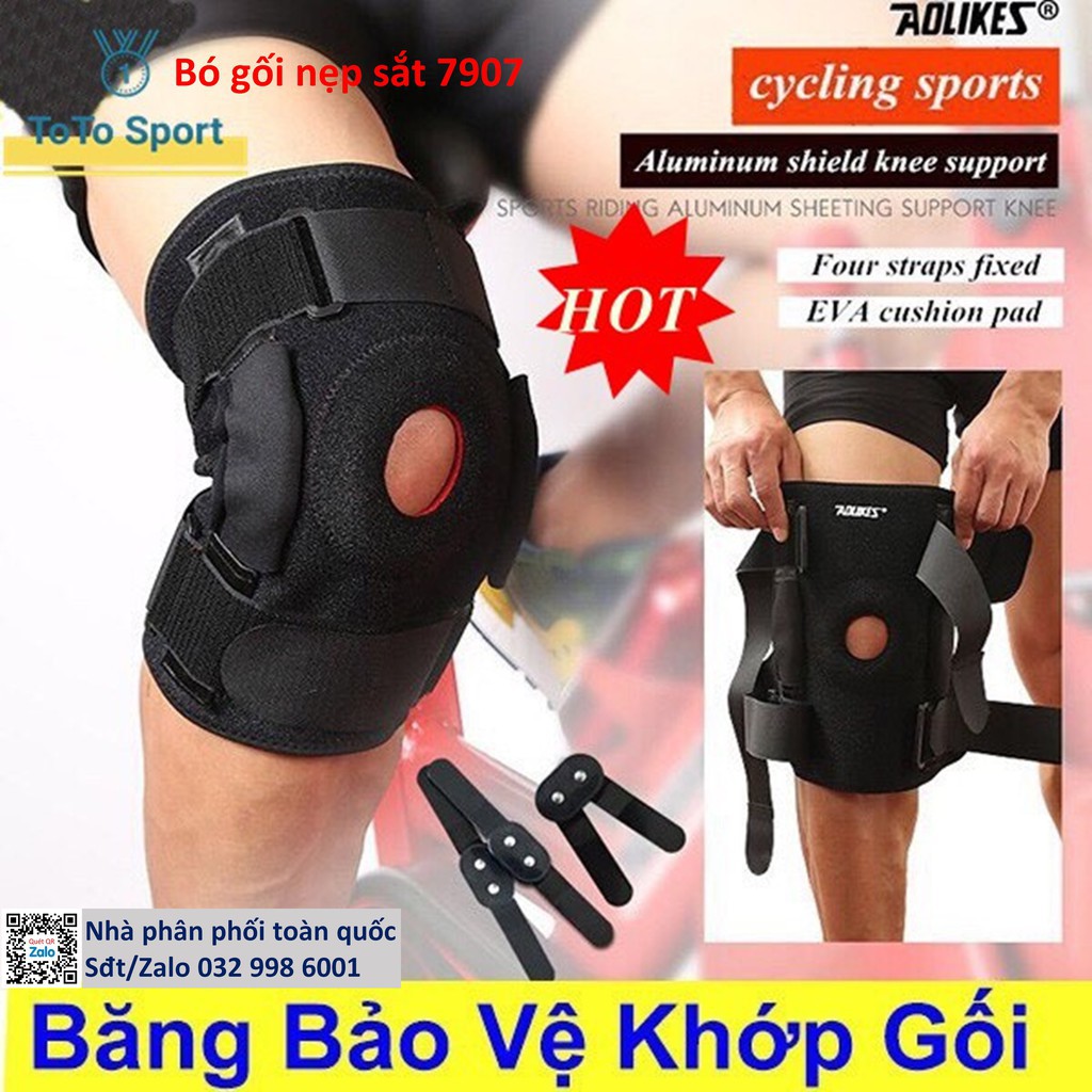 Băng đầu gối thể thao Aolikes AL 7907 chính hãng, Bó gối H5 thế hệ mới chống đứt dây chằng (1đôi) ch