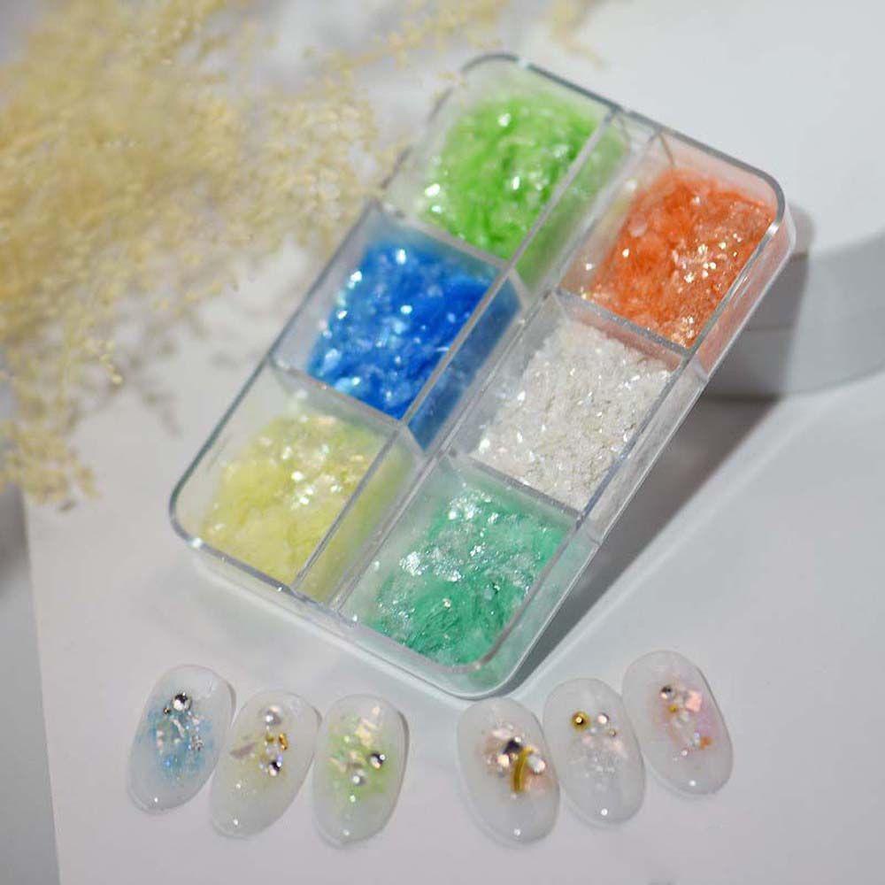 [Hàng mới về] Hộp 6 ngăn hạt kim tuyến trang trí móng nghệ thuật lấp lánh