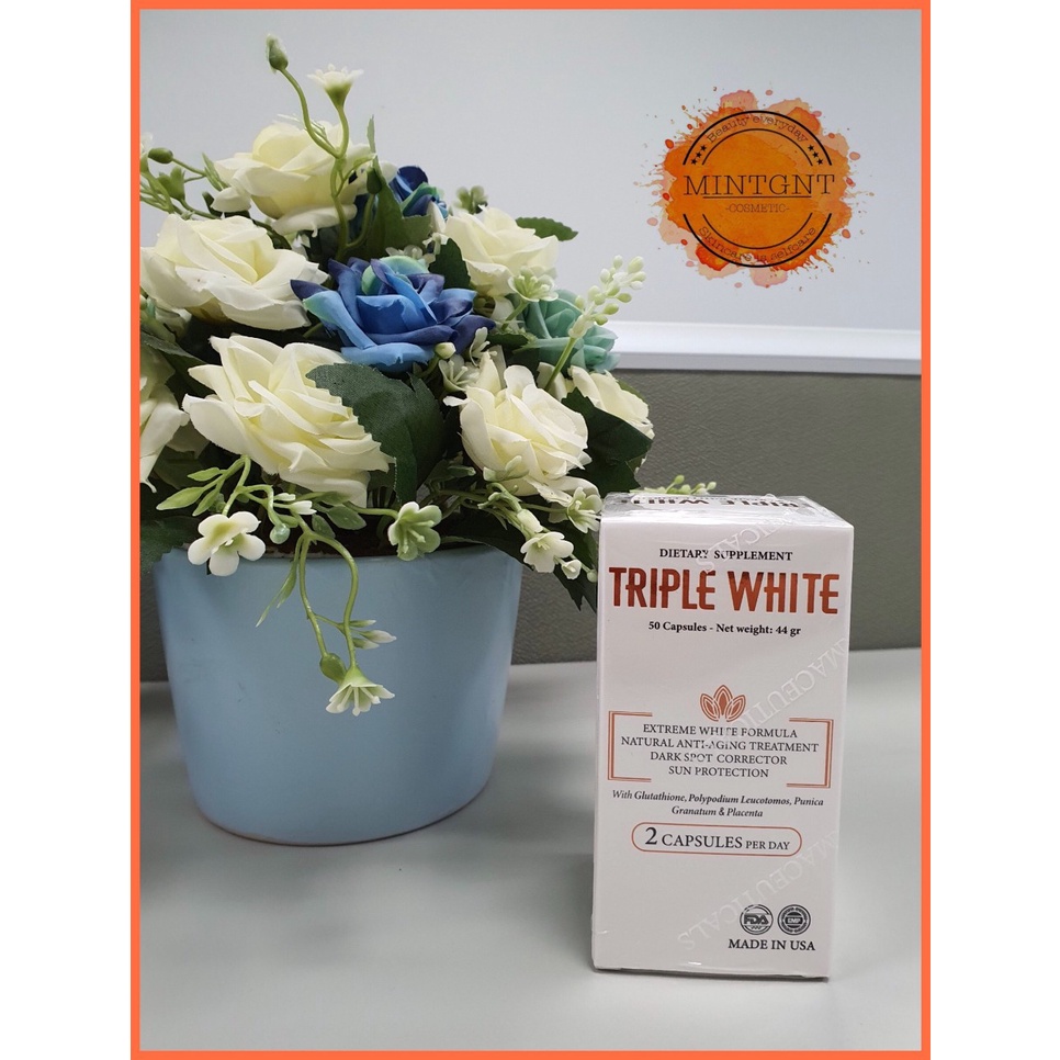 VIÊN UỐNG TRIPLE WHITE - VIÊN UỐNG TRẮNG DA GLUTATHION 1200MG TRẮNG DA, MỜ NÁM, GIẢM THÂM HỘP 50 VIÊN