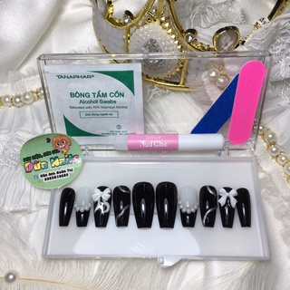 Nailbox - Móng giả thiết kế theo yêu cầu Đen nơ trắng cá tính