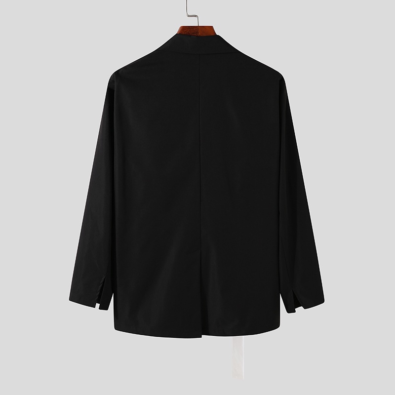Áo khoác blazer dài tay phối màu đỏ rượu trắng đen thời trang dành cho nam