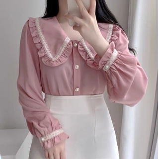 Áo sơ mi voan cổ sen