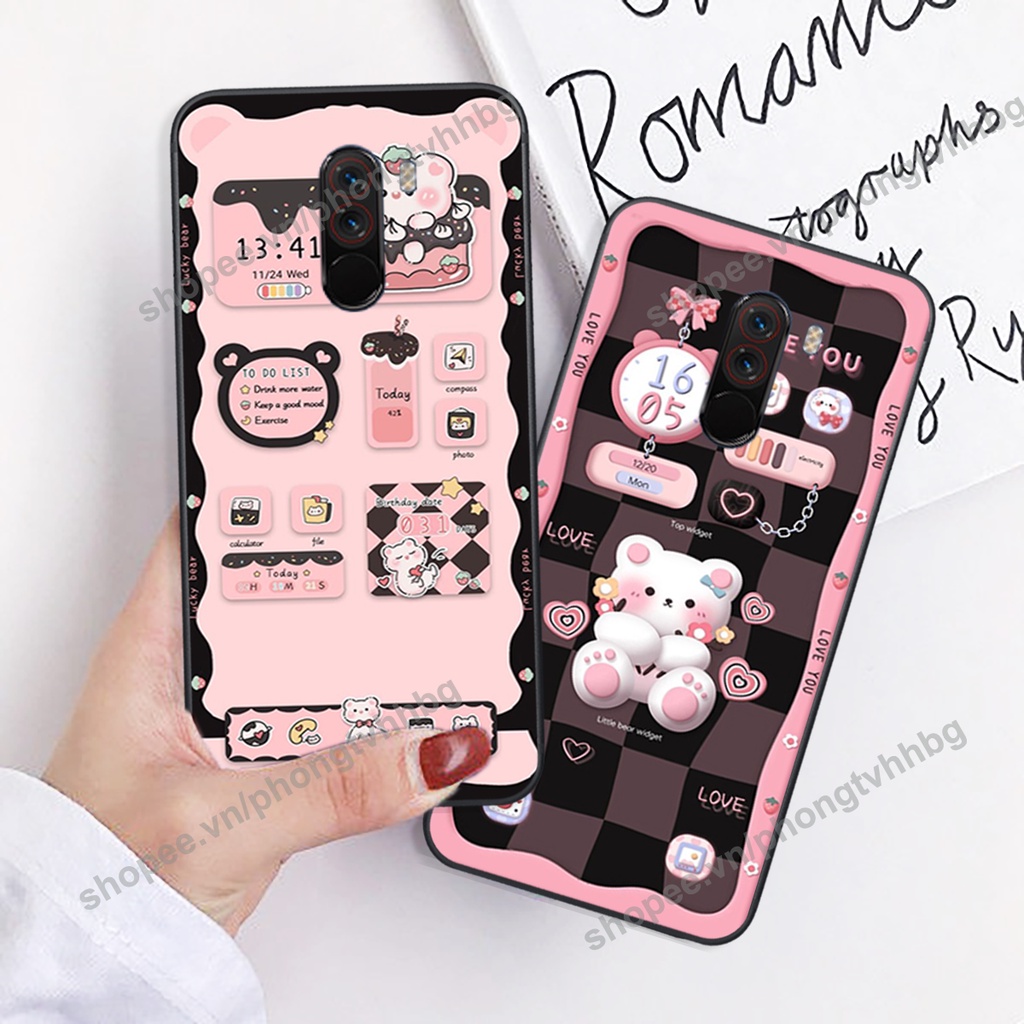 Ốp lưng Xiaomi Pocophone F1 gấu,thỏ trắng , đồng hồ dễ thương cute cực đẹp