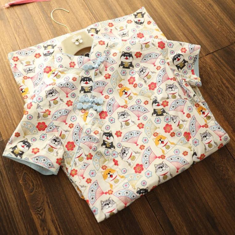 Đầm Body Sườn Xám Cổ Tàu Hoạt Tiết Hình Cún Và Quạt Thời Trang Mùa Tết Cho Bạn Nữ. | BigBuy360 - bigbuy360.vn