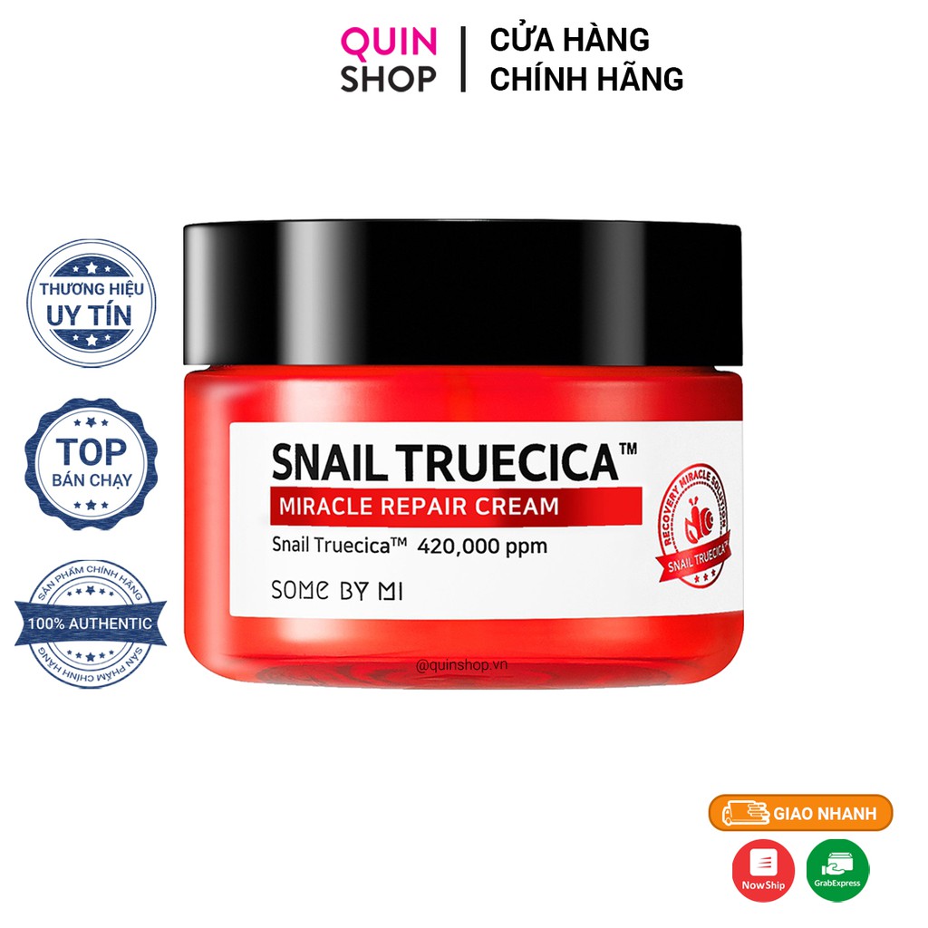 Kem Dưỡng Ẩm Cho Da Yếu, Sau Nặn Mụn Some By Mi Snail Truecica Miracle Repair Cream