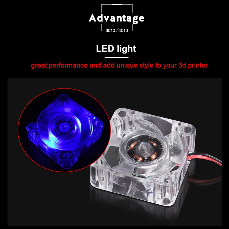 Quạt Tản Nhiệt Đèn LED 12V 24V RGB 3010 4010 2510 Cho Máy In 3D
