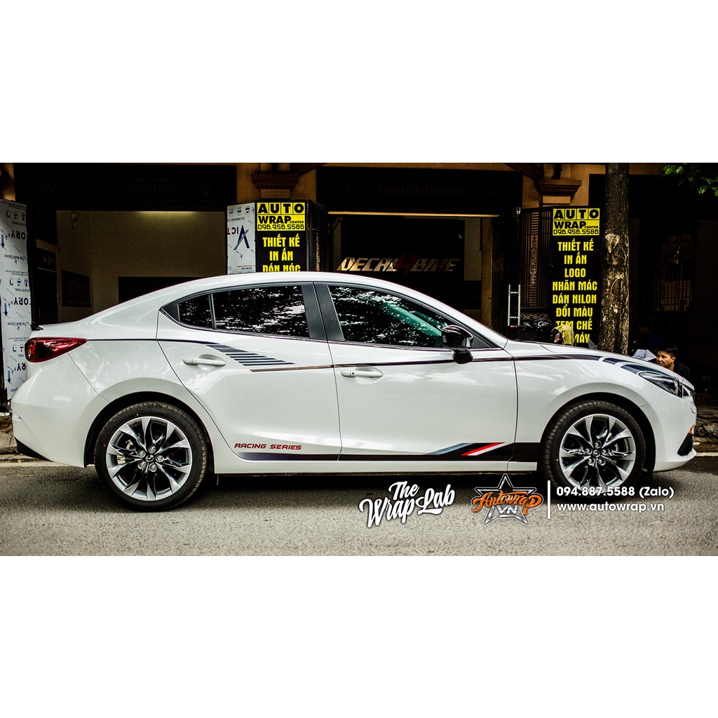 Tem họa tiết xe Mazda 3 Race Sport - Tem họa tiết ô tô Mazda, tem dán sườn xe thể thao