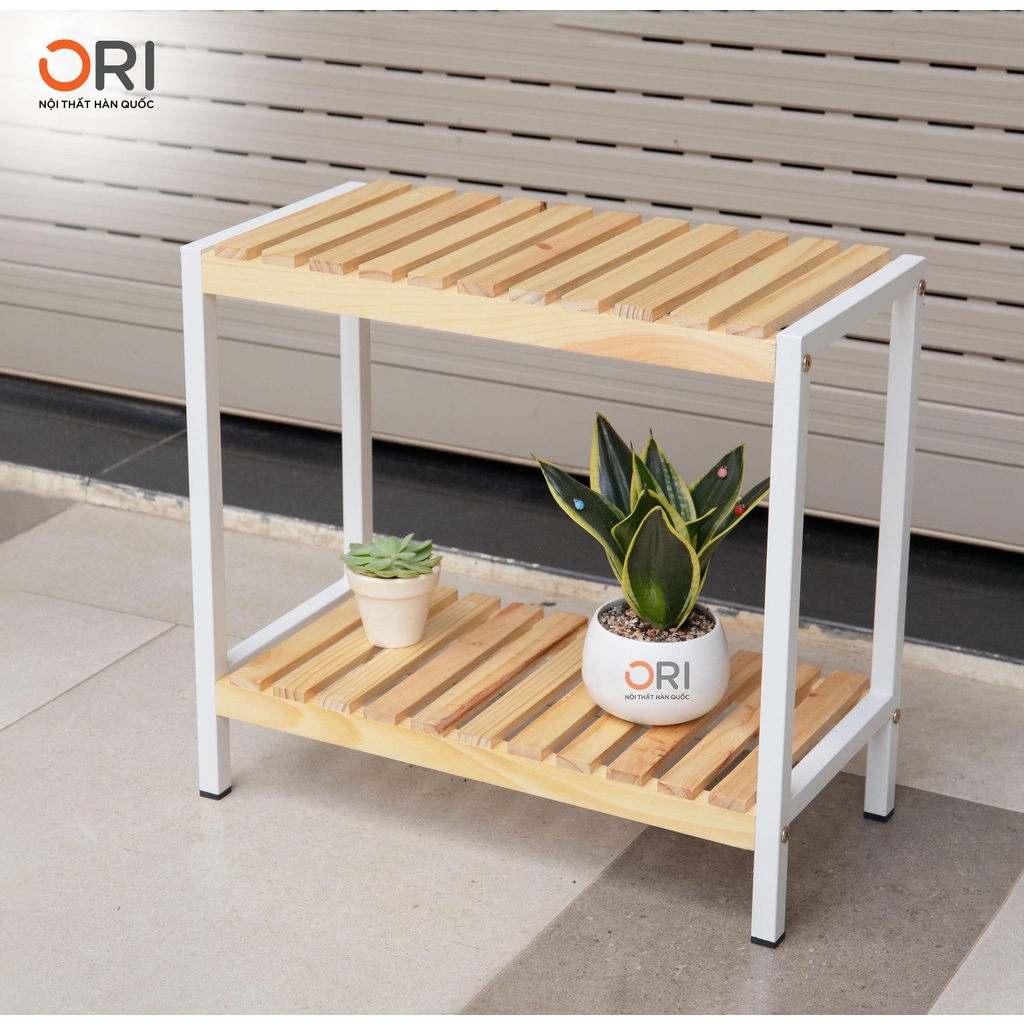 Kệ Gỗ Trang Trí - Kệ Gỗ Đa Năng 2 Tầng - IRON BENCH 2F SIZE S - ORI NỘI THẤT HÀN QUỐC