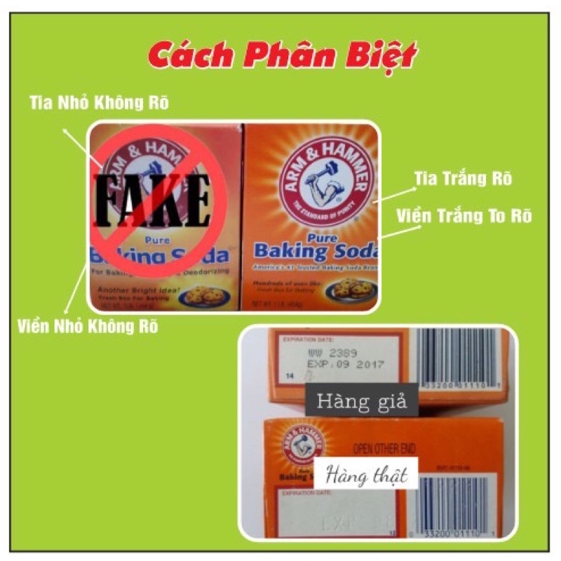 Baking soda đa công dụng bột nở baking soda khử mùi diệt khuẩn tẩy rửa làm bánh chăm sóc da hộp giấy 454g Mỹ