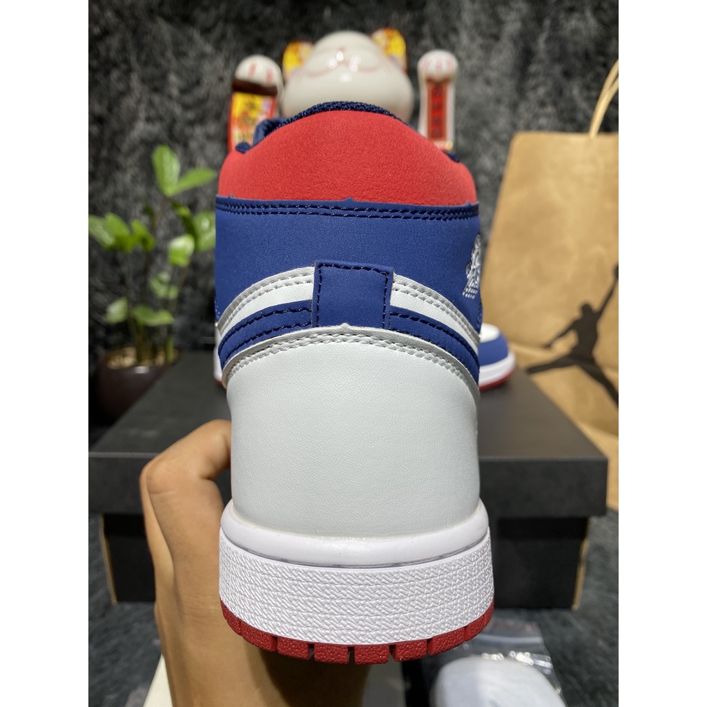 [Full box+bill] Giày Sneaker Jorrdan cao cổ xanh trắng đỏ SC full box bill và hộp bảo vệ