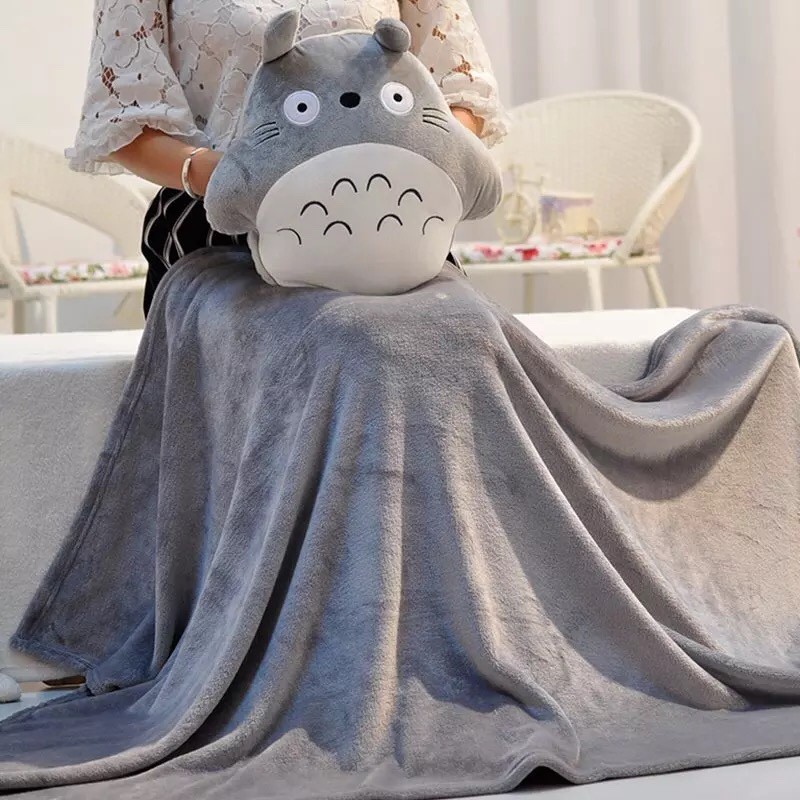 Bộ Gối mền văn phòng TOTORO tròn chức năng 3 trong 1, nỉ nhung siêu mịn, cao cấp size lớn