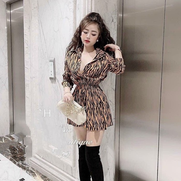 Jum đồ bay sọc vằn cổ sơ mi trẻ trung, JUM VẰN SƠ MI