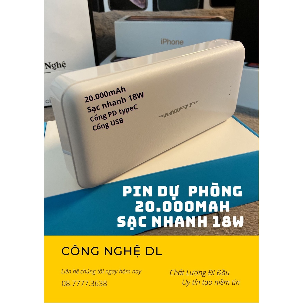 Pin sạc dự phòng MOFIT MF2P 20000 mAh sạc 10W