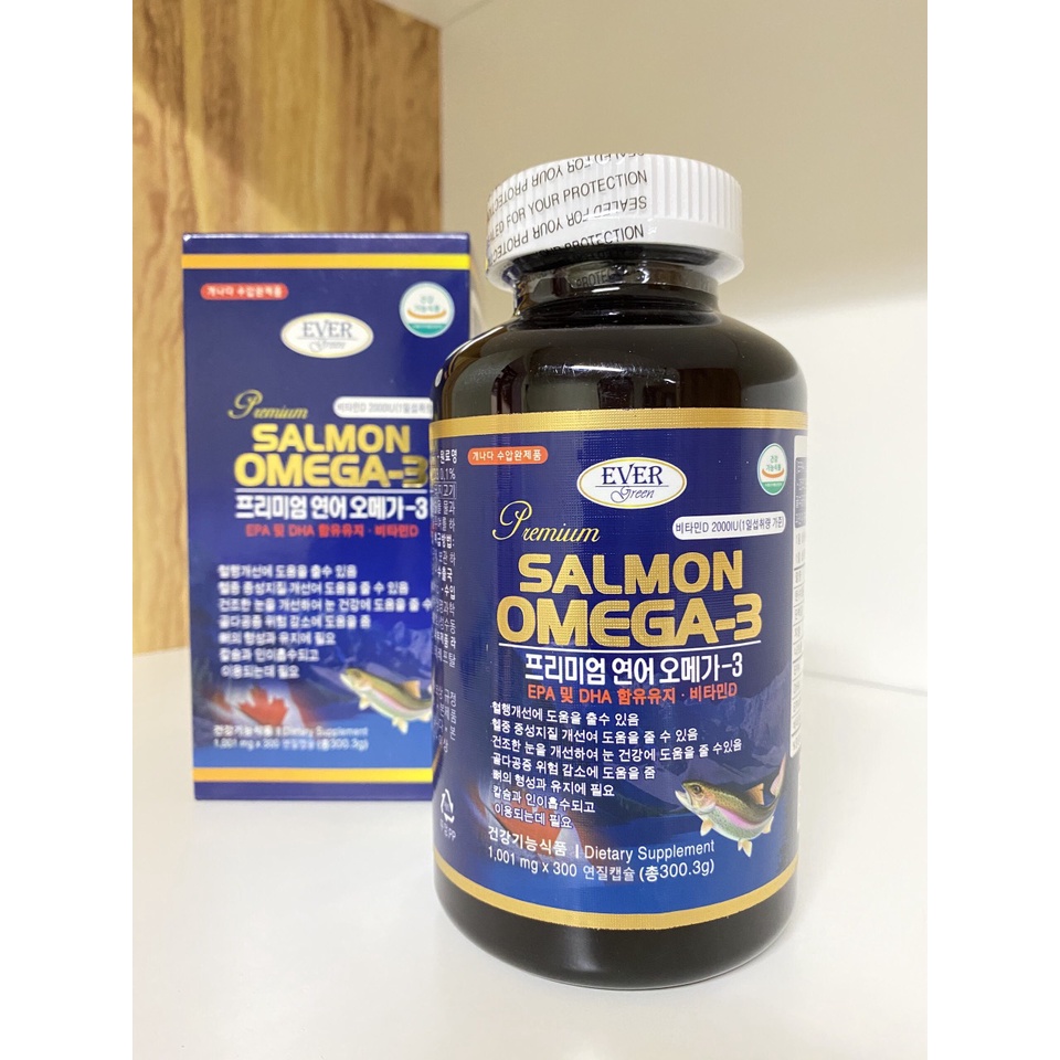 OMEGA3 Cá Hồi Xanh Hàn Quốc - Hộp 300 Viên