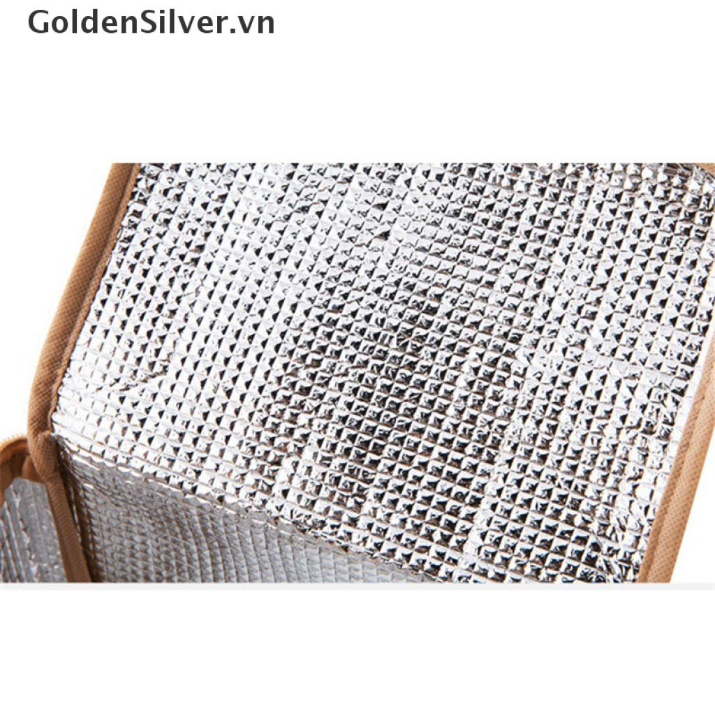 Túi Tote Đựng Hộp Cơm Trưa Giữ Nhiệt Chống Thấm Nước Màu Bạc