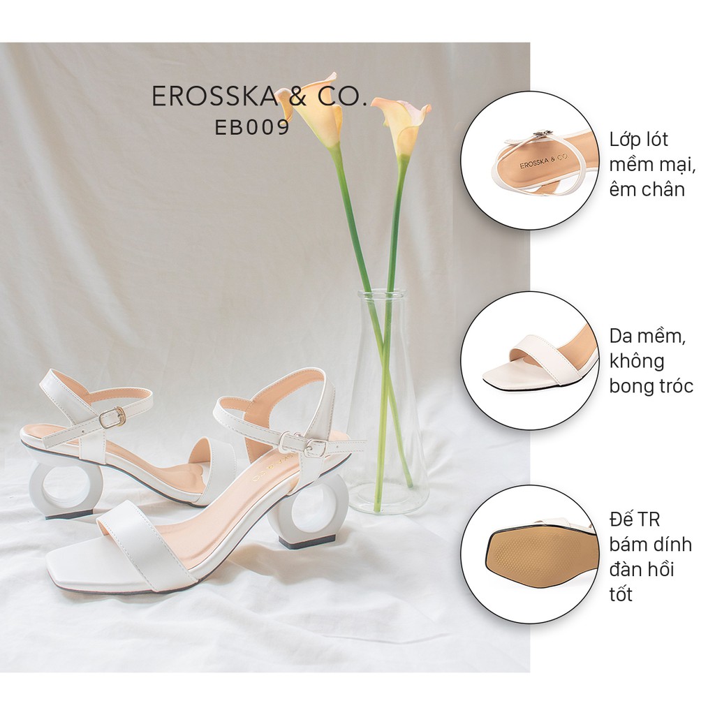 Giày sandal cao gót Erosska hở mũi phối dây cao 7cm màu trắng _ EB009