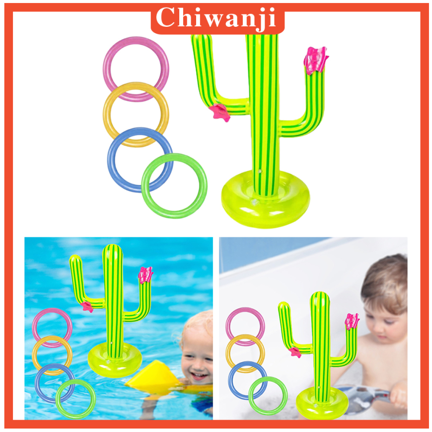 [CHIWANJI]Upgraded PVC Inflatable Cactus Rings Toss Game Set for Party Kids/Adult