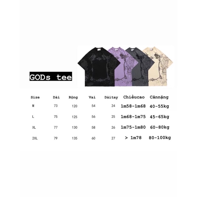 Áo thun tay lỡ chính hãng form oversize dài rộng phong cách Streetwear cá tính, năng động - GODS tee