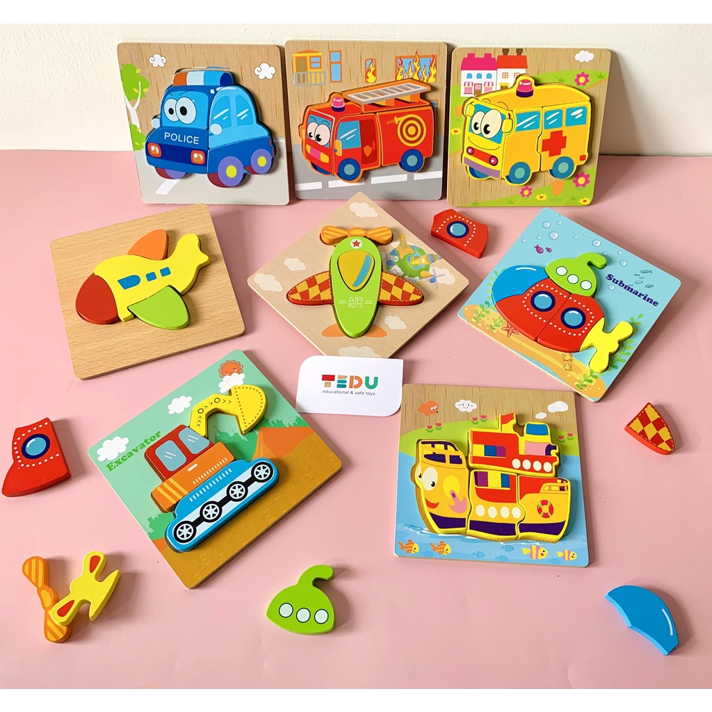 Đồ chơi gỗ ghép hình tư duy hình hoạt hình vui nhộn TEDU