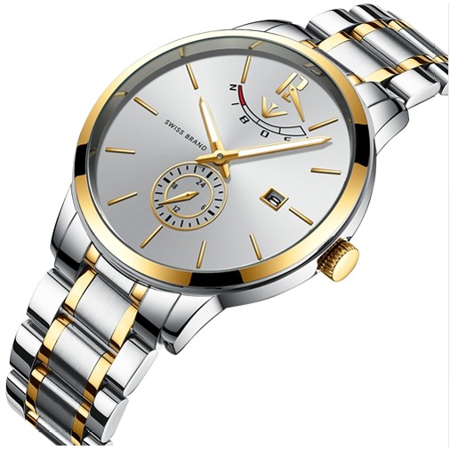 Đồng hồ nam dây thép đặc Nibosi 2318 fullbox