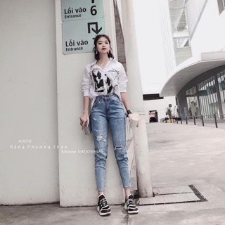 Quần jean xanh co dãn tôn dáng cực đẹp