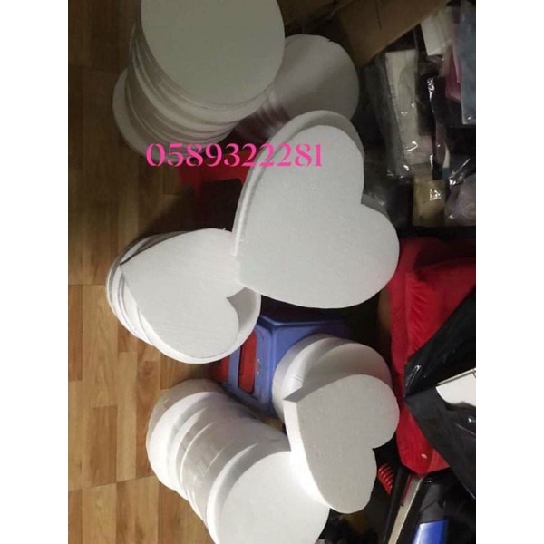Miếng xốp cứng cắm hoa sáp hình trái tim và tròn dày 3cm