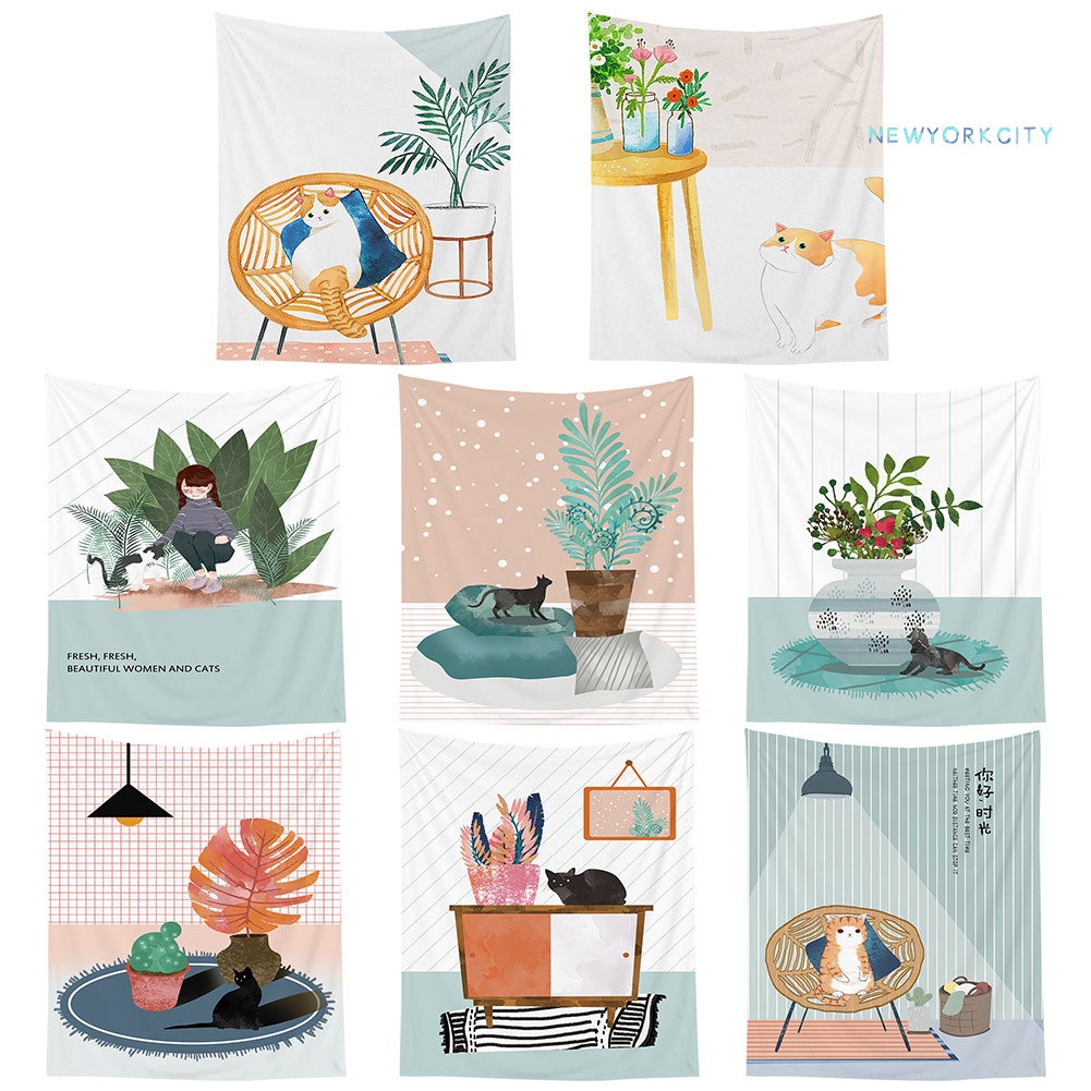 Thảm Treo Tường Trang Trí Hình Mèo NY-95x73 / 130x150cm