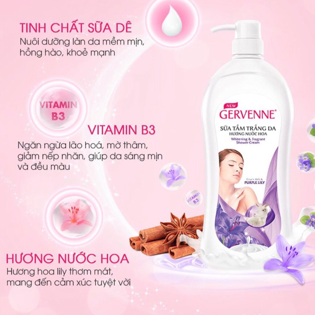 Combo 2 Chai Sữa Tăm Dê Gervenne Hương nước hoa  (900g/chai)