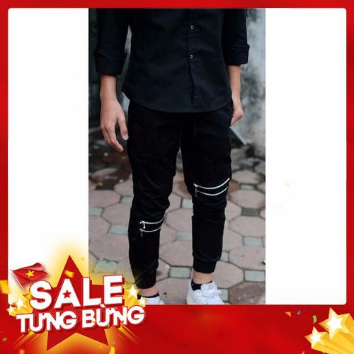 QUẦN JOGGER KAKI 2 DÂY KÉO GỐI HÌNH THẬT -Hàng nhập khẩu
