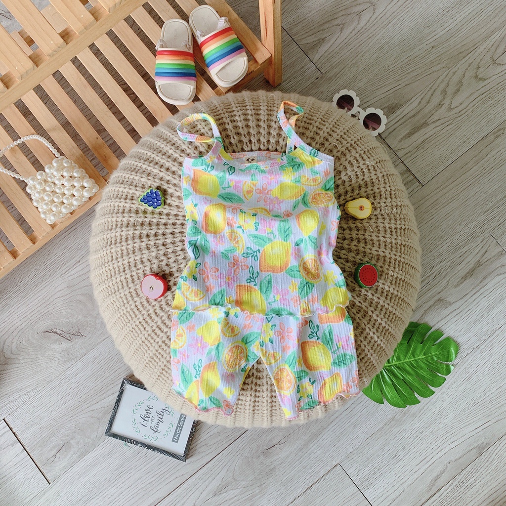 (KHAI TRƯƠNG BÁN GIÁ XƯỞNG + ẢNH THẬT) Đồ bộ bé gái, bộ dây đùi cotton dệt mát mùa hè size từ 8kg -25kg