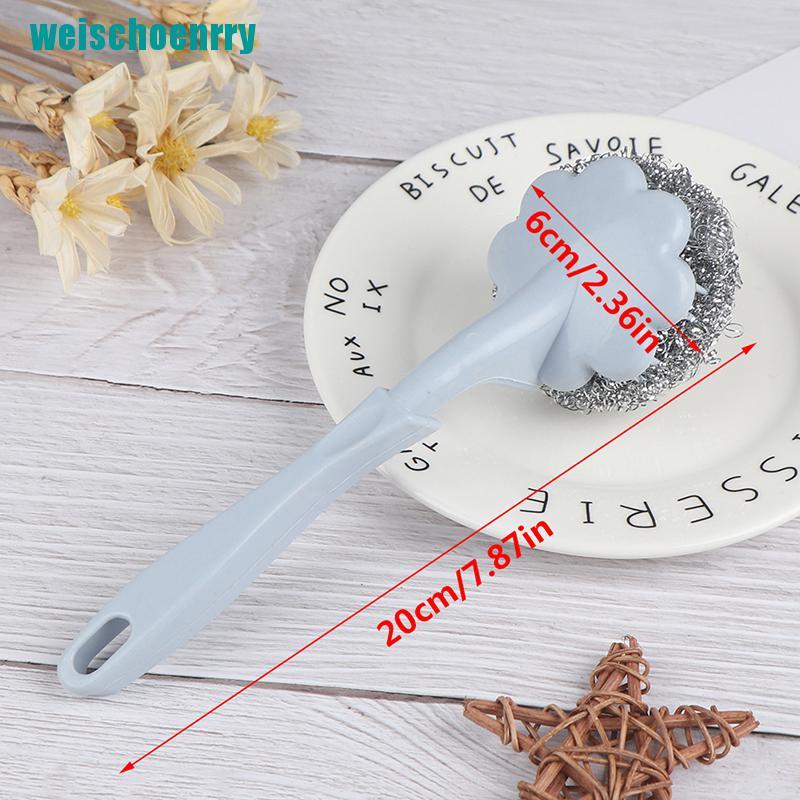 Rér●Bàn Chải Chà Nồi Bằng Sợi Thép Không Gỉ Với Tay Cầm Dài Tiện Dụng