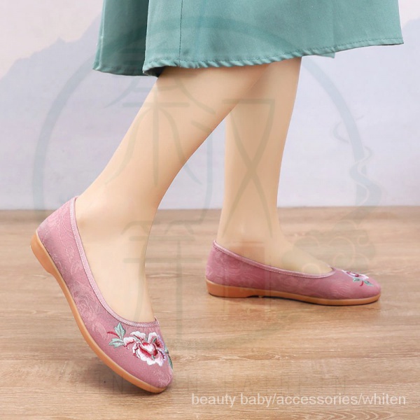 Giày búp bê vải đế mềm thoải mái thêu họa tiết dân tộc phong cách Bắc Kinh cổ điển dành cho nữ