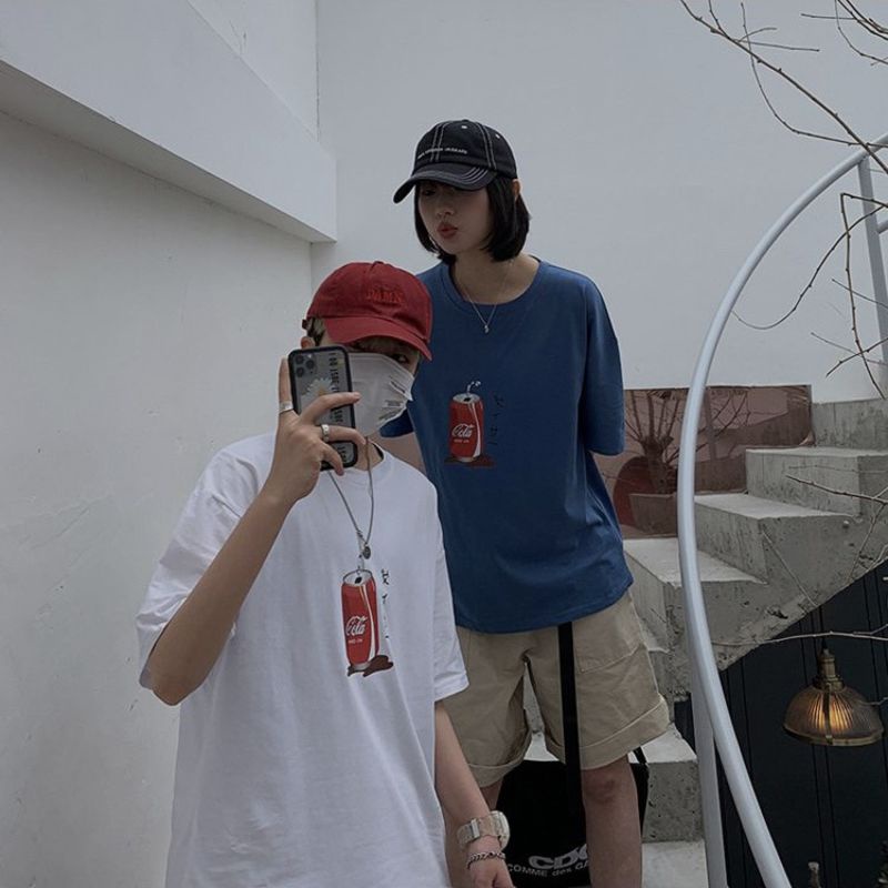 Áo thun tay lỡ unisex lon nước coca