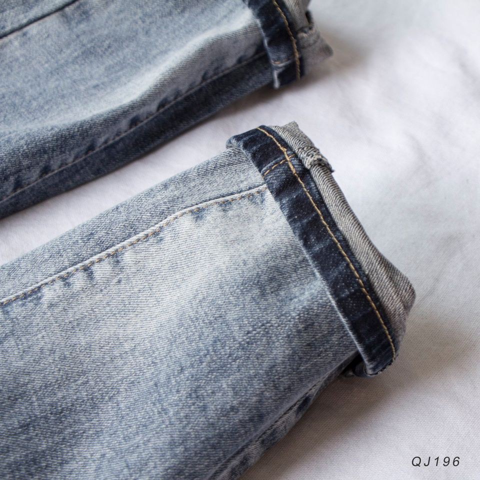 Quần Jean nam xanh xước Carrot Fit DENIMST 196