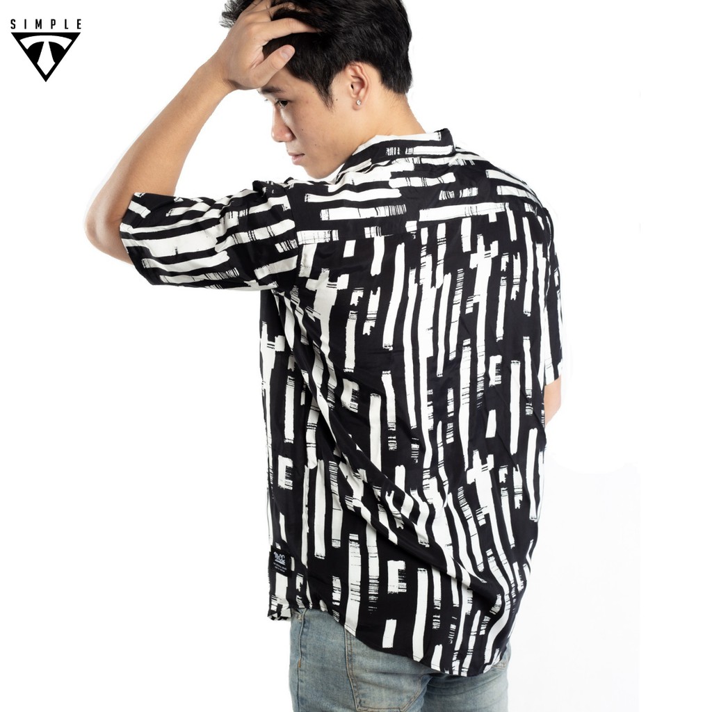 Áo Sơ Mi Nam họa tiết Sọc ngắn tay vải Cotton thoáng mát, thấm hút, không nhăn chuẩn form màu Đen Trắng | BigBuy360 - bigbuy360.vn