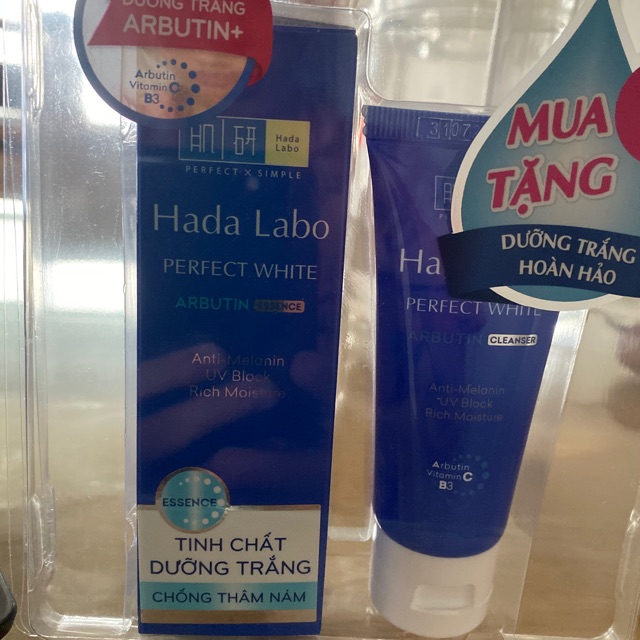 Tinh chất dưỡng trắng hada labo perfect white 30g (Tặng kèm lọ kem rửa mặt 25g)