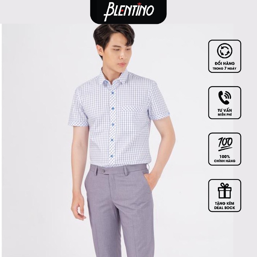 Áo Sơ Mi Nam Tay Ngắn Blentino BCV11 - Hàng Chính Hãng