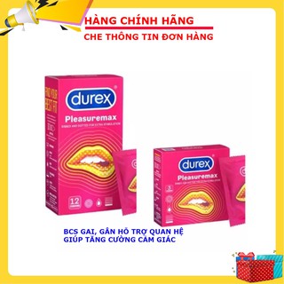  Bao cao su Durex Pleasuremax có gai gân hỗ trợ quan hệ tăng cường cảm xúc hộp 12 bao 