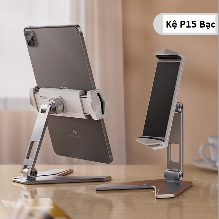 Giá đỡ dạng kẹp điện thoại, ipad, máy tính bảng mã P38, chân đế cố định chắc chắn cho máy tới 13 inch.